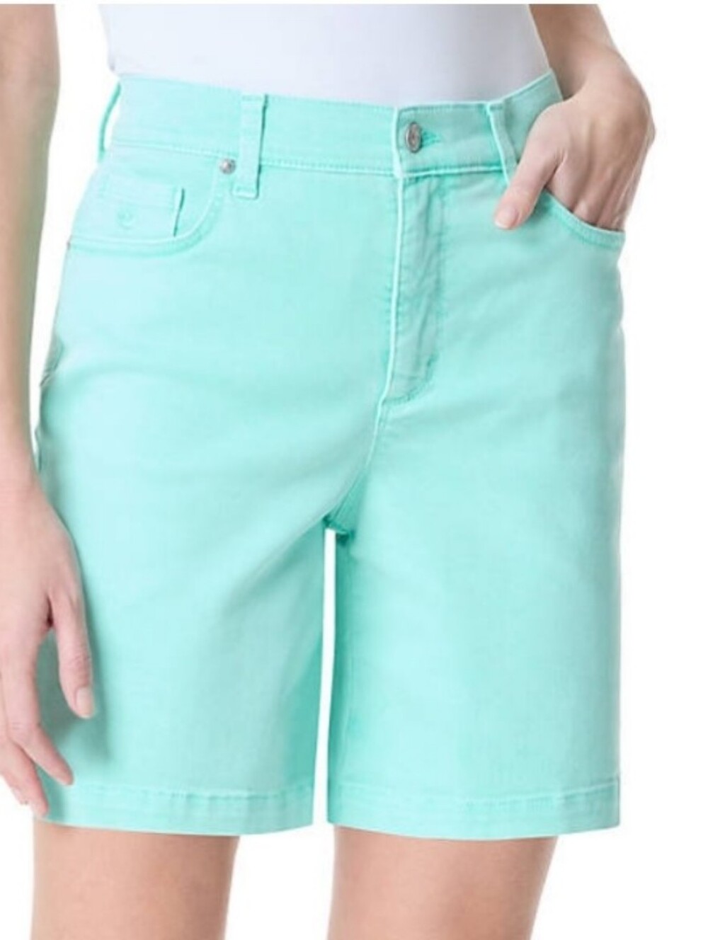 Gloria Vanderbilt Mint Green Mid-Length Bermuda Shorts